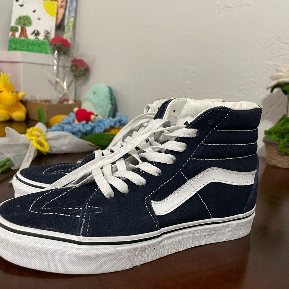 Vans Blue and White High-Top Sneakers